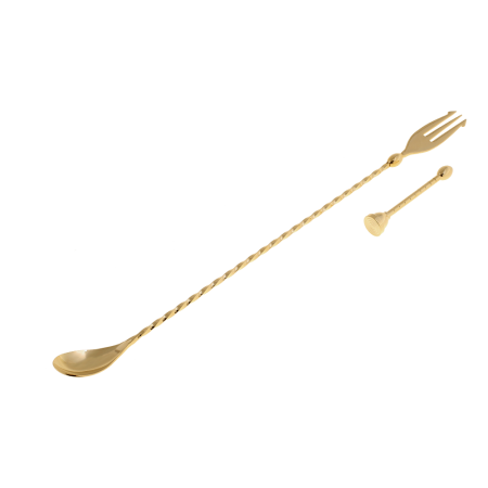 Japanese Bar spoon Fork/muddler Gold
